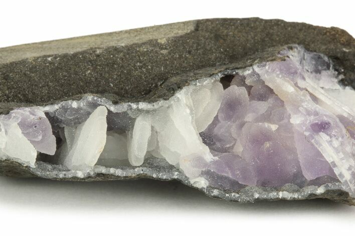 Chalcedony Encrusted Amethyst and Barite Crystals - India #220132